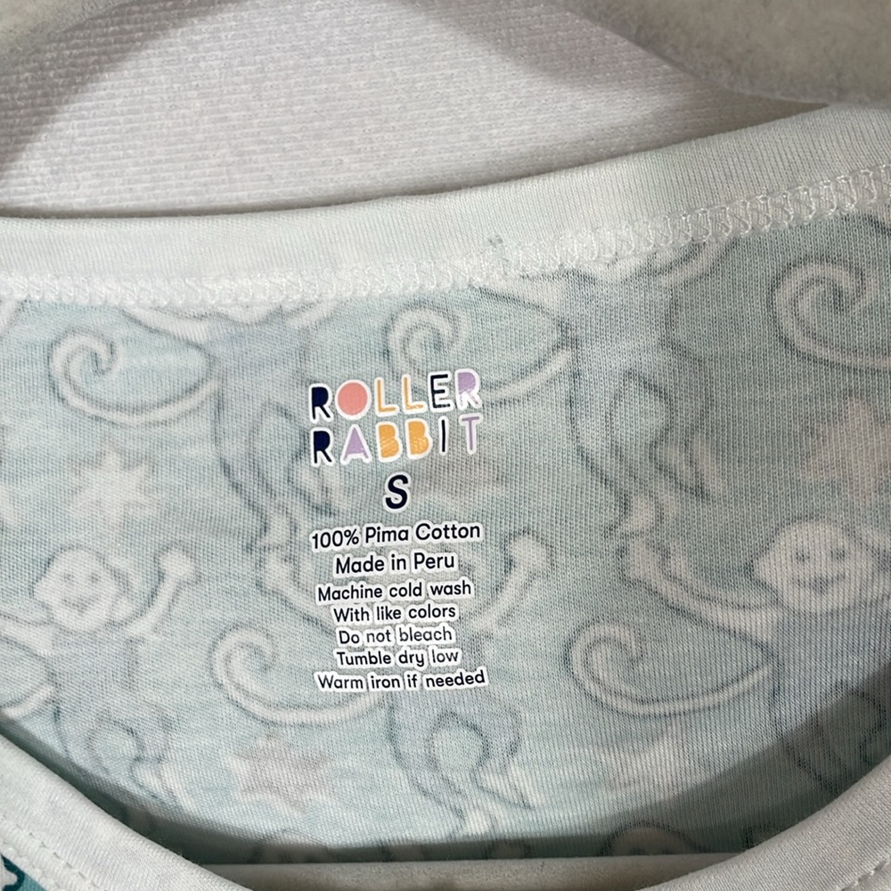 Roller Rabbit Star Monkey Panamas Size S Aqua Henley And Pants EUC - Picture 3 of 10